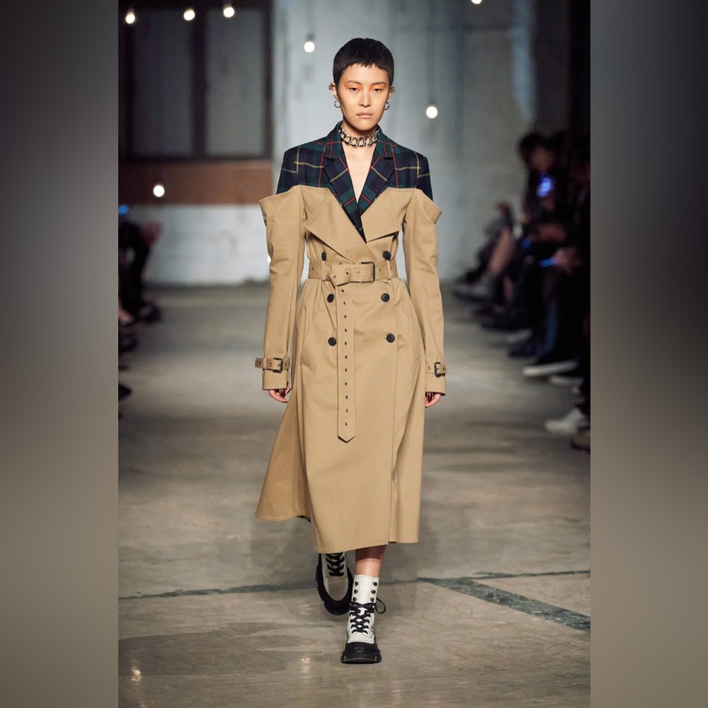 MONSE Deconstructed Tartan Trenchcoat